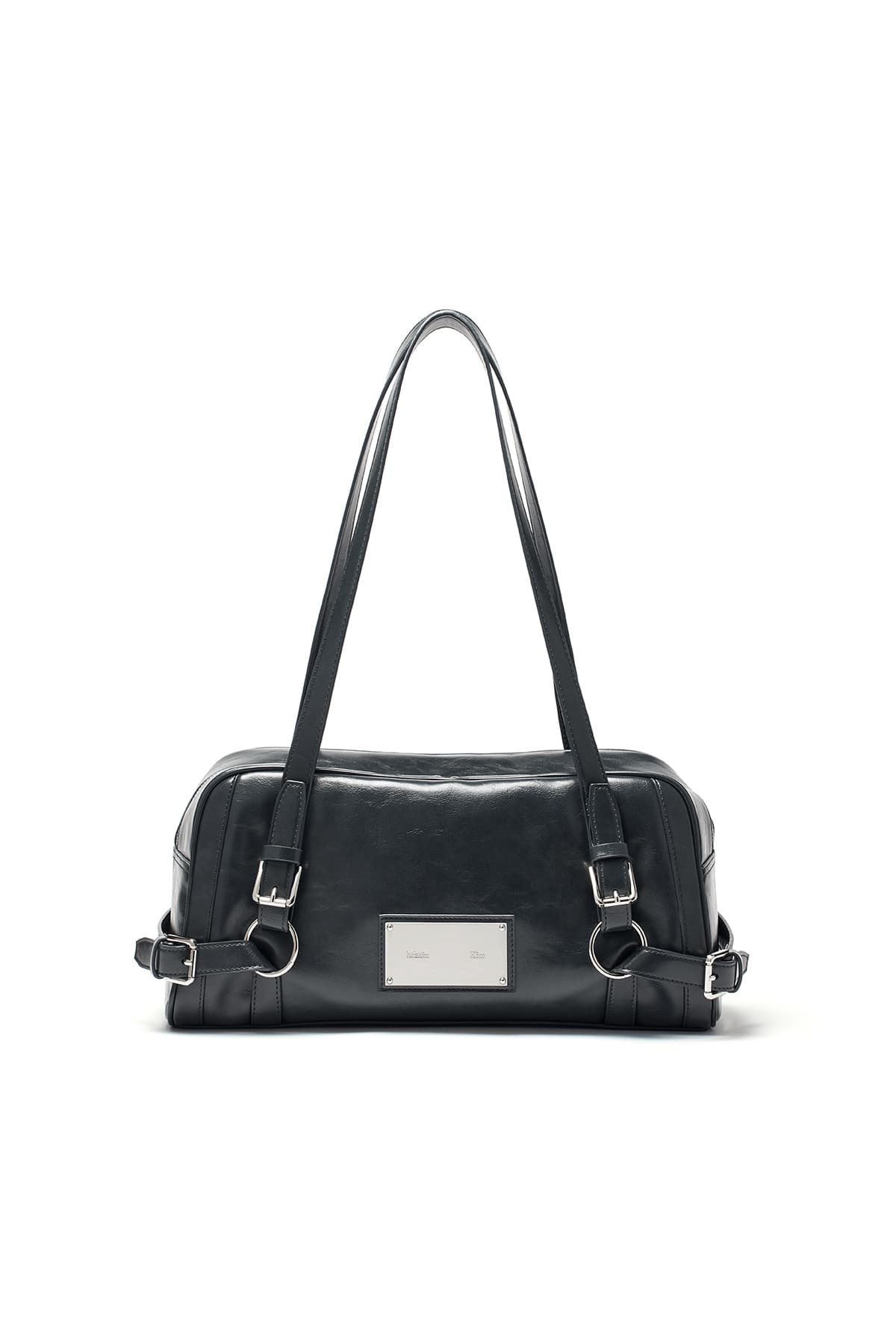 BIKER DETAIL MEDIUM SHOULDER BAG IN CHARCOAL