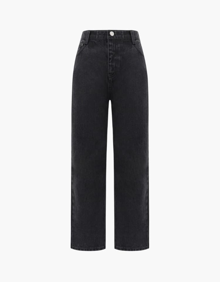 slim tapered denim pants - dark gray