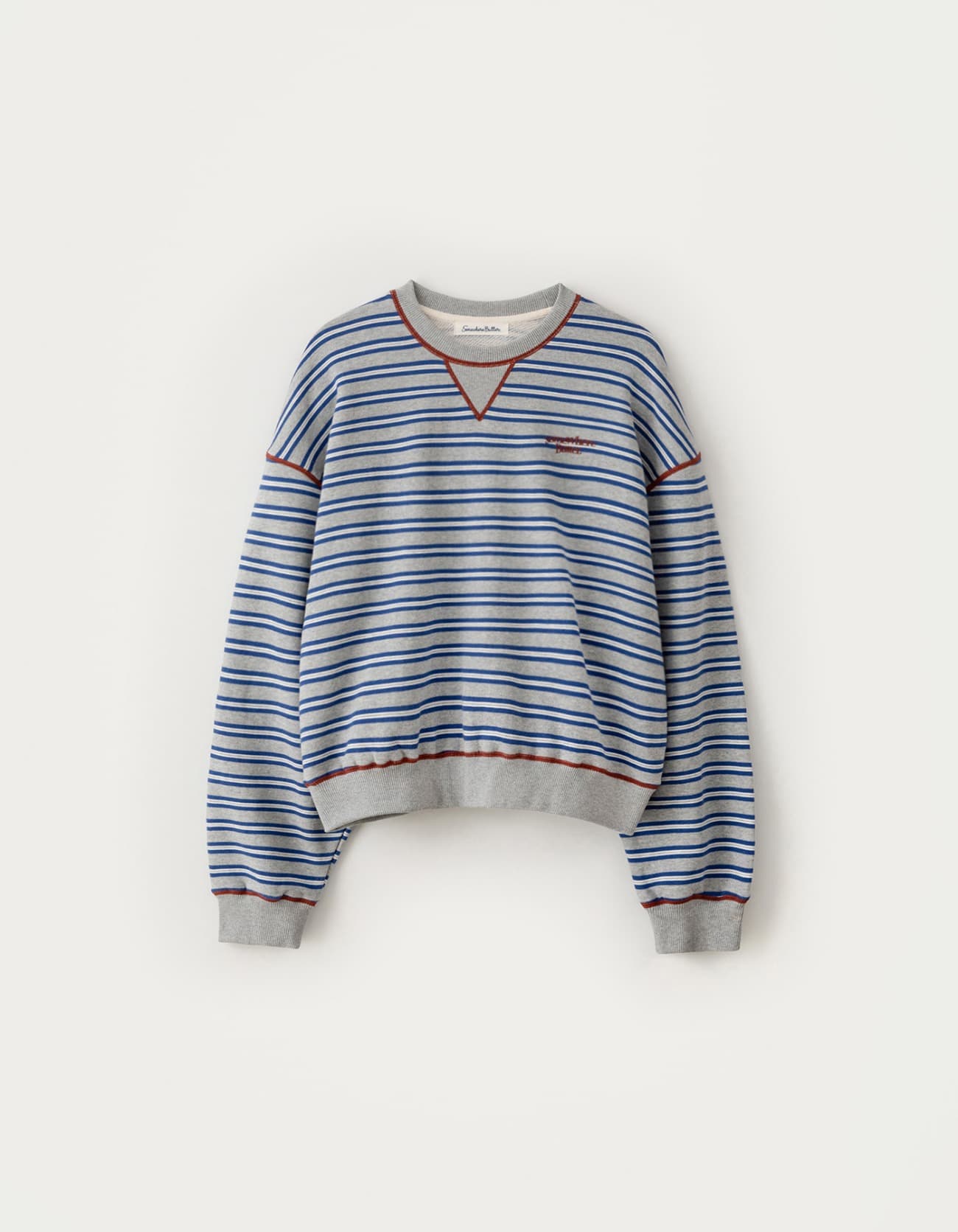 Small Wave Logo Stripe Sweatshirt - Grey