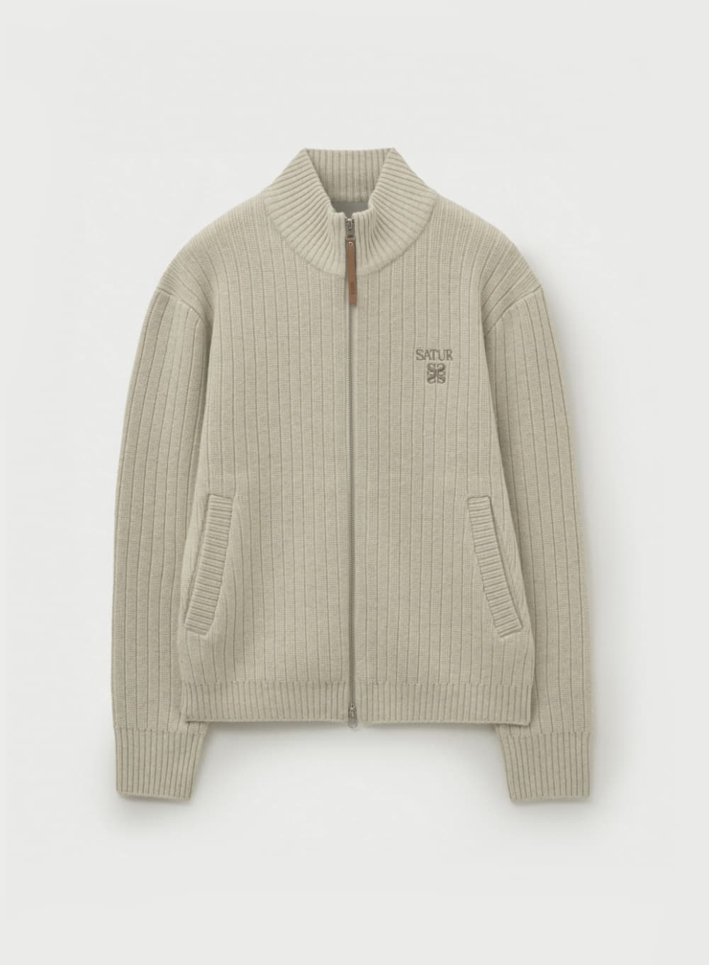 Faro Half Neck Knit Zip-up - Oatmeal
