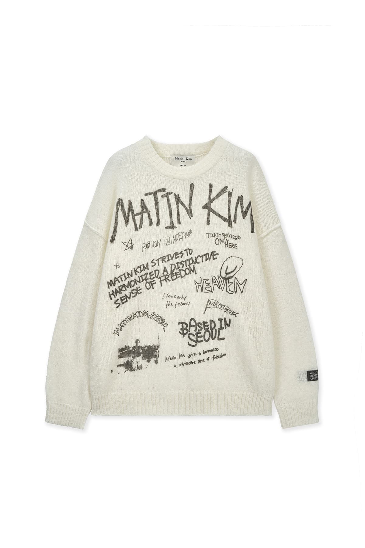 GRAFFITI ARTWORK KNIT PULLOVER IN IVORY