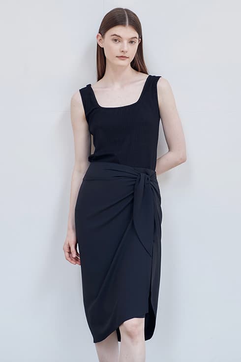22MN draping wrap skirt [BK]