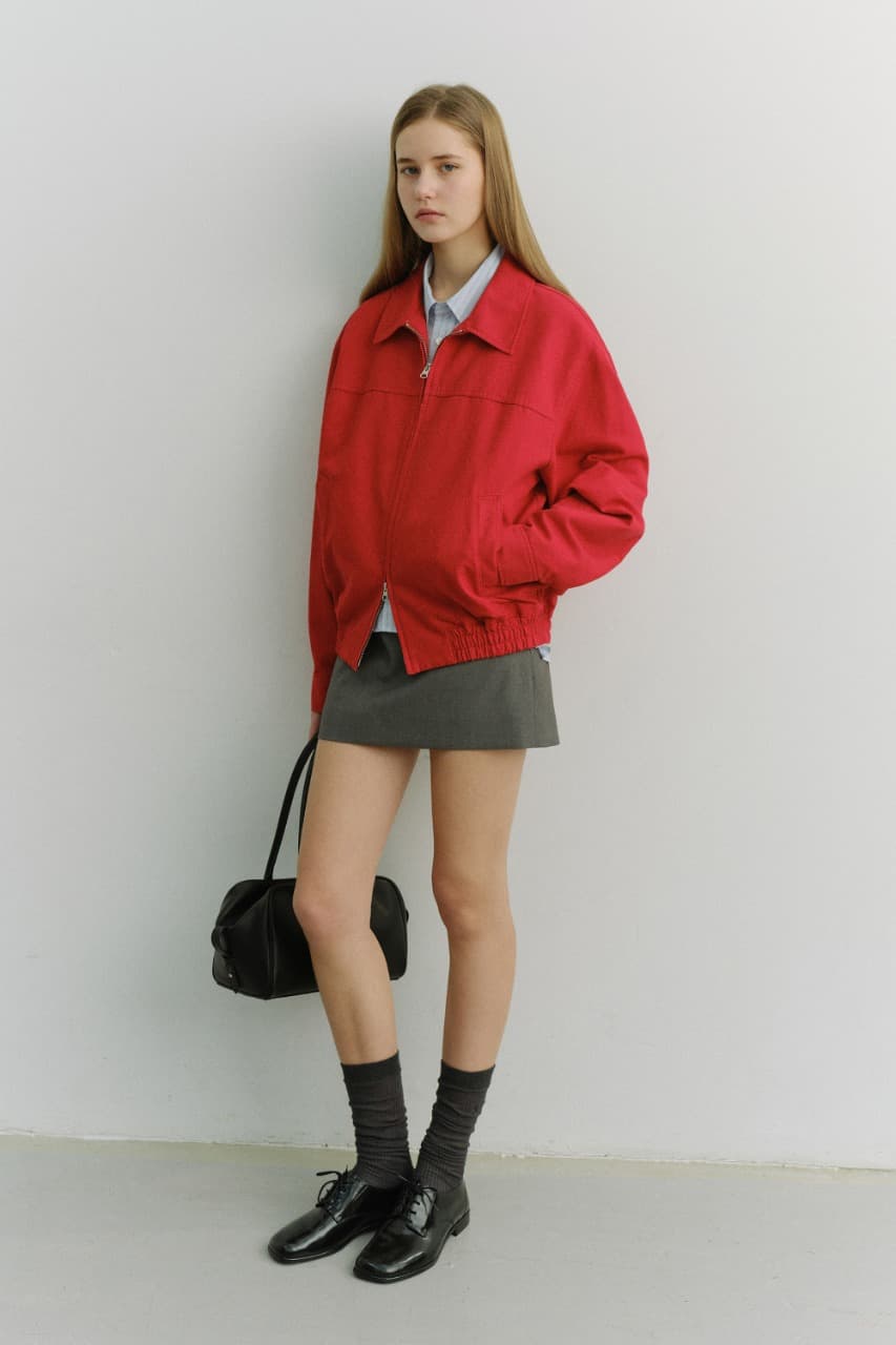 UNISEX COLLARED BLOUSON JACKET RED_UDJU6A109R2