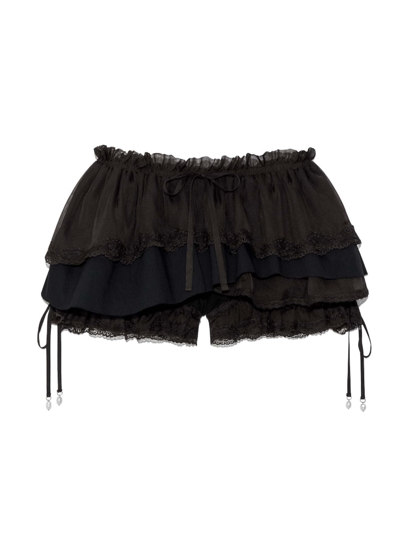 SCALLOPED LACE MINI SKORT (BROWN)