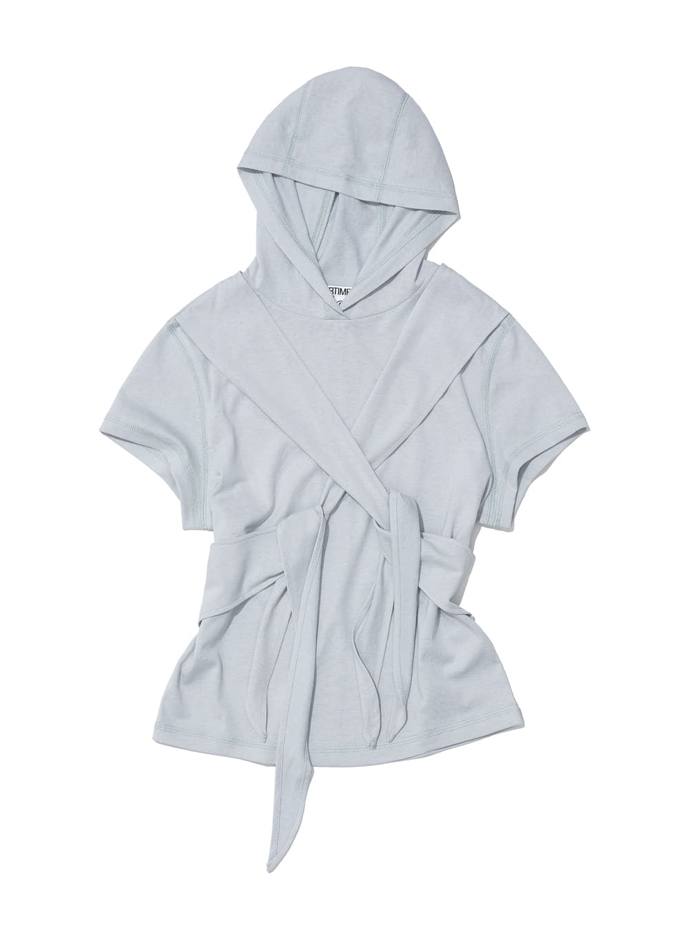 TIE-UP HOODIE SHORT SLEEVE TEE_LIGHT GREY