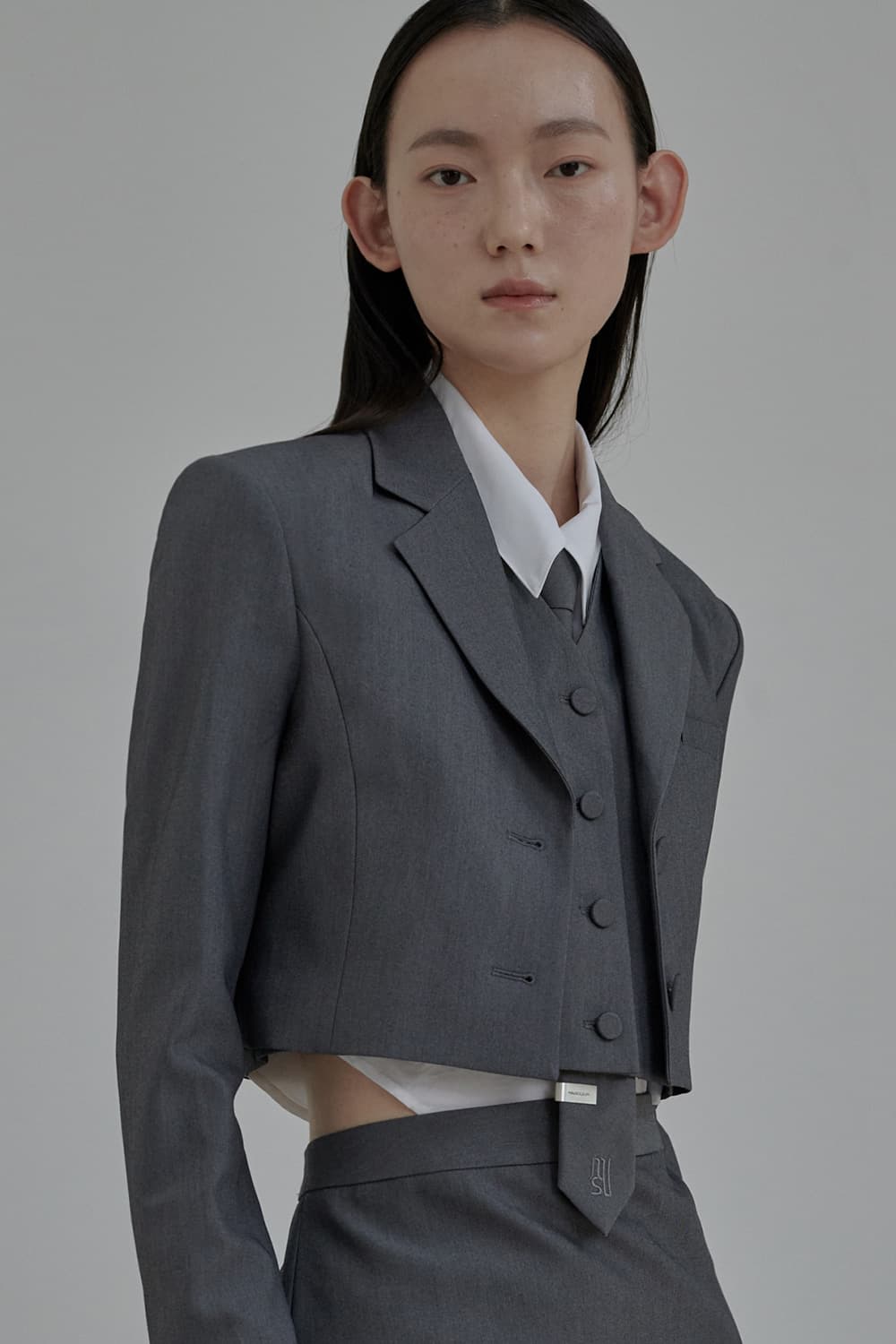 Hugh Cropped Vest - Grey