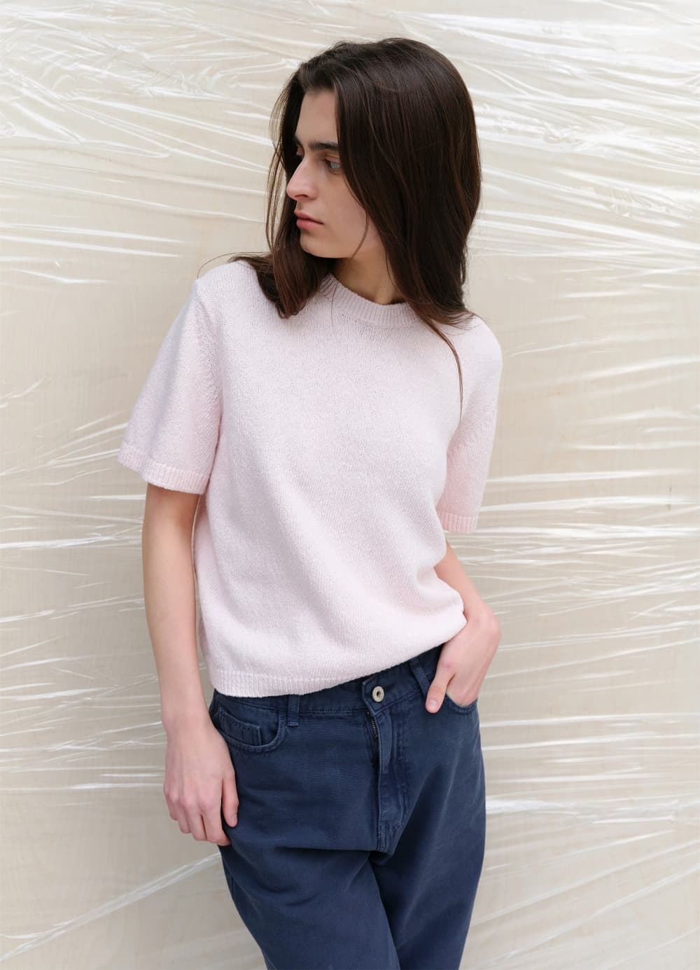 Pebble Boucle Knit Top - Blush Pink
