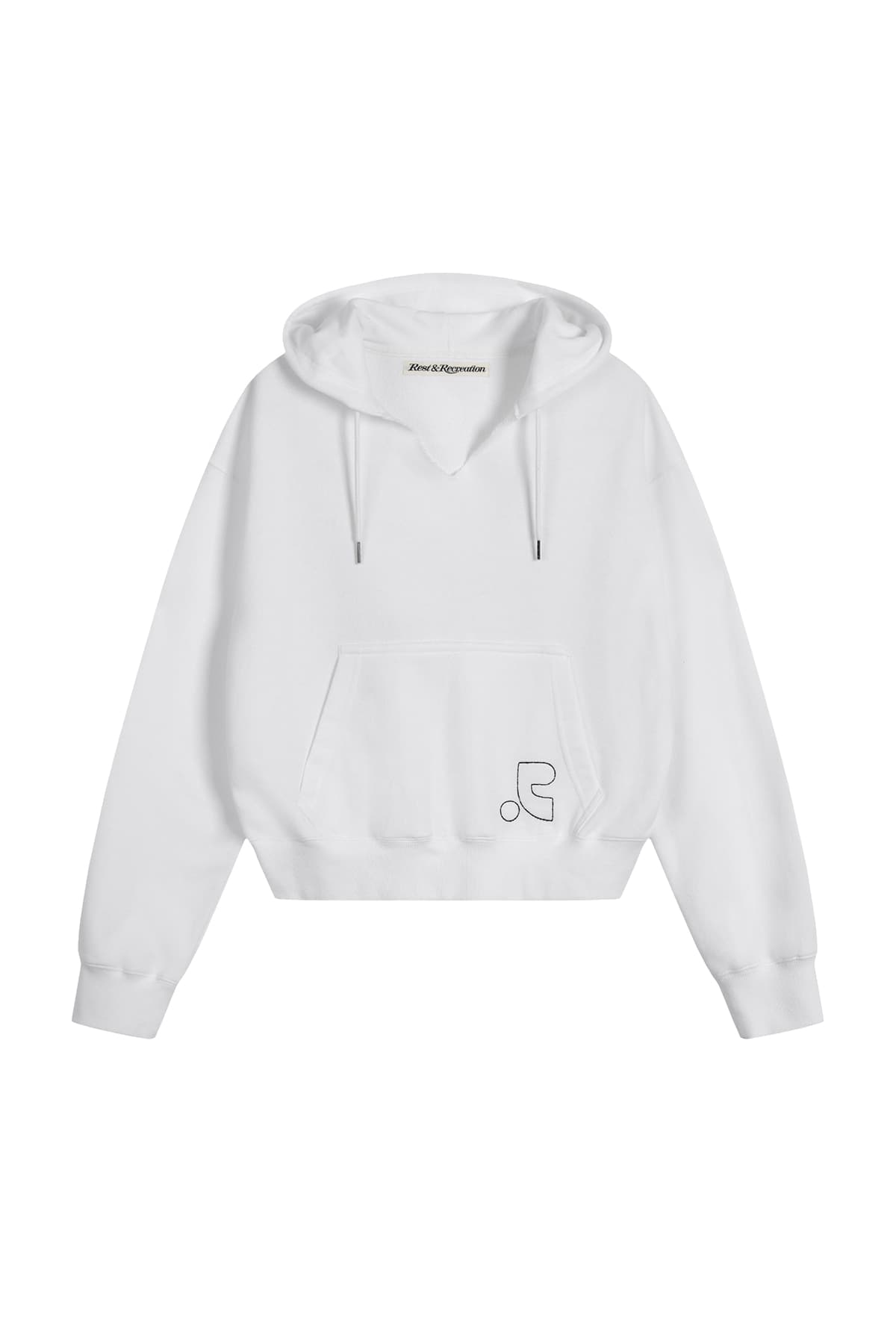 V-NECK CROPPED HOODIE - WHITE