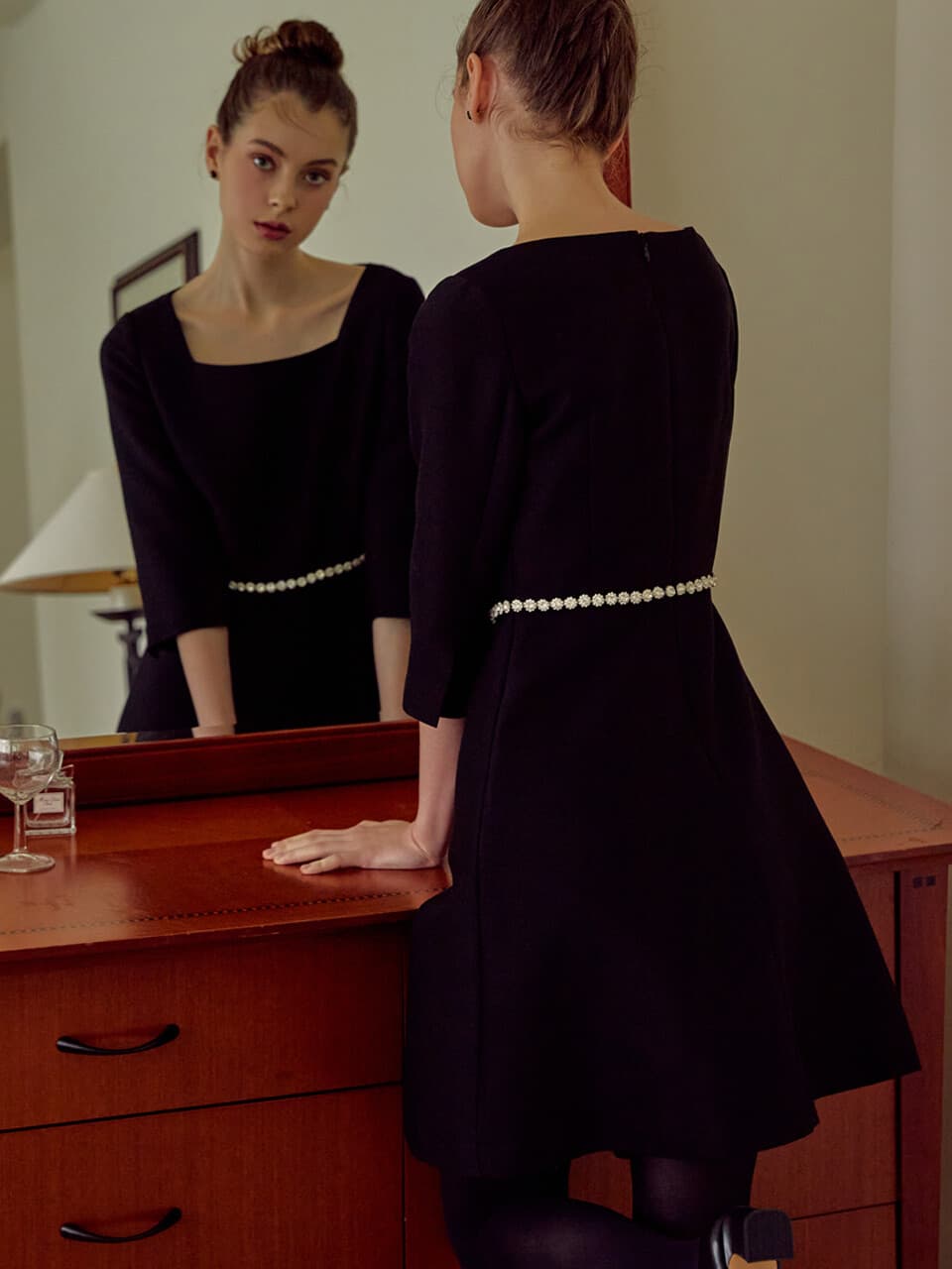Luminous Wool Silk Dress_Black