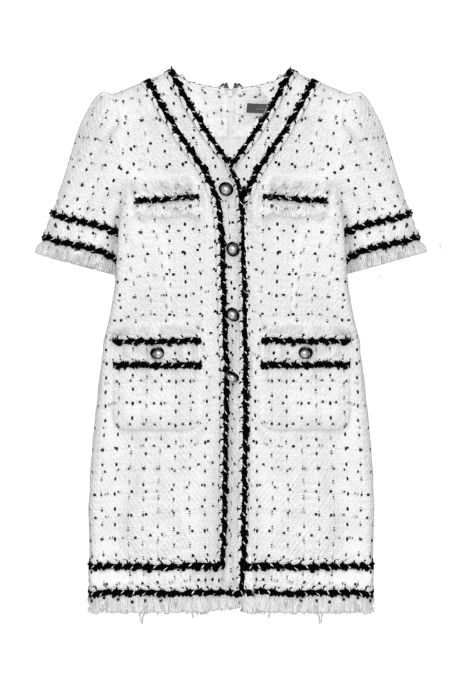 Classic Tweed Trim Dress (White) 한채아 착용