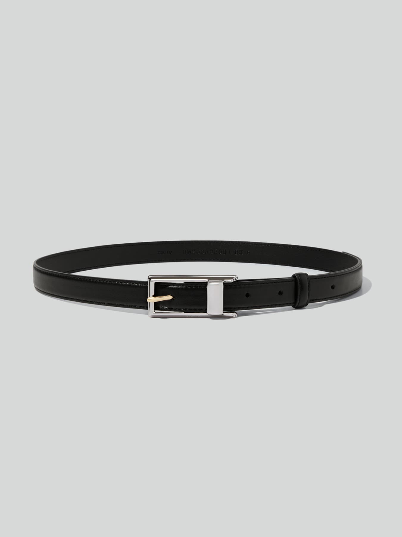 CONTRAST SIGNATURE SQUARE BUCKLE BELT (BLACK)
