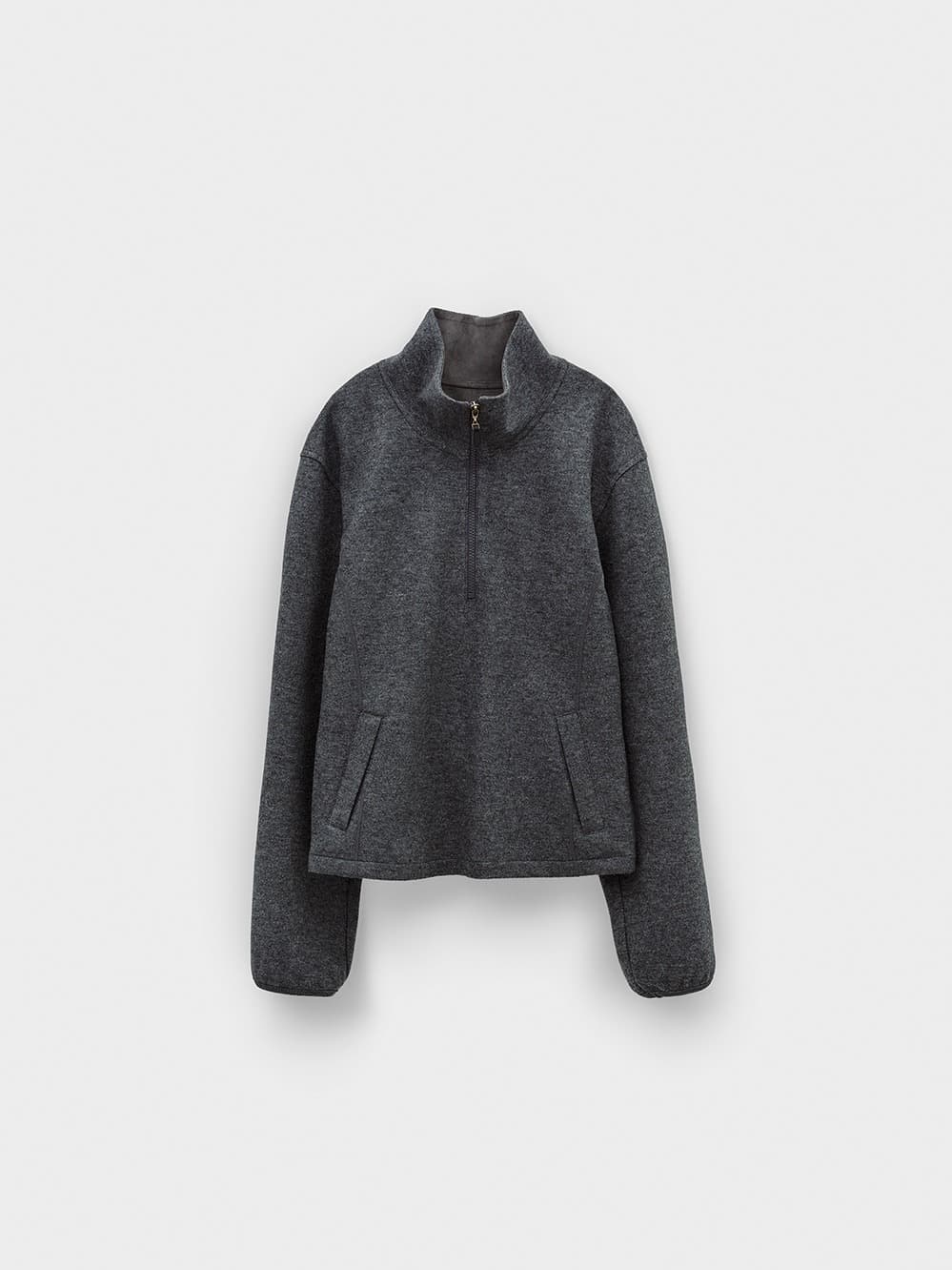Fleece Half Zip-Up Top_Grey