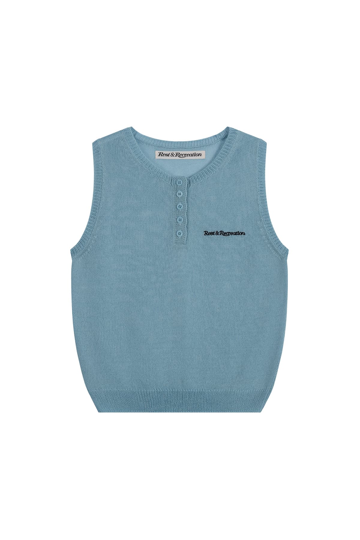 HALF BUTTON-UP KNIT VEST - SKY BLUE