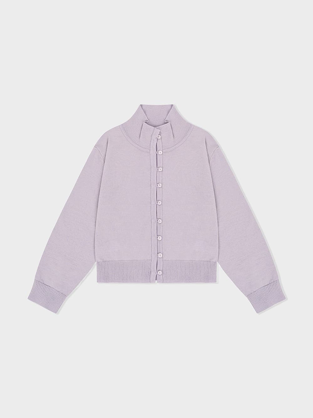 High Neck Knit Cardigan_Lavender