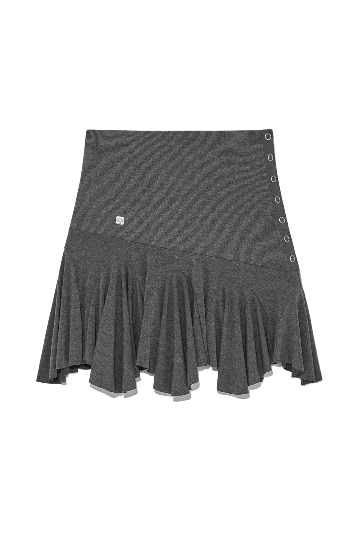 UNBALANCE FLARE FOLDING SKIRT IN CHARCOAL