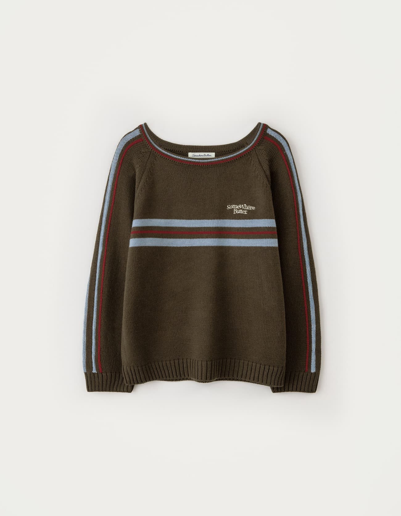 Line Small Logo Stripe Knit - Brown
