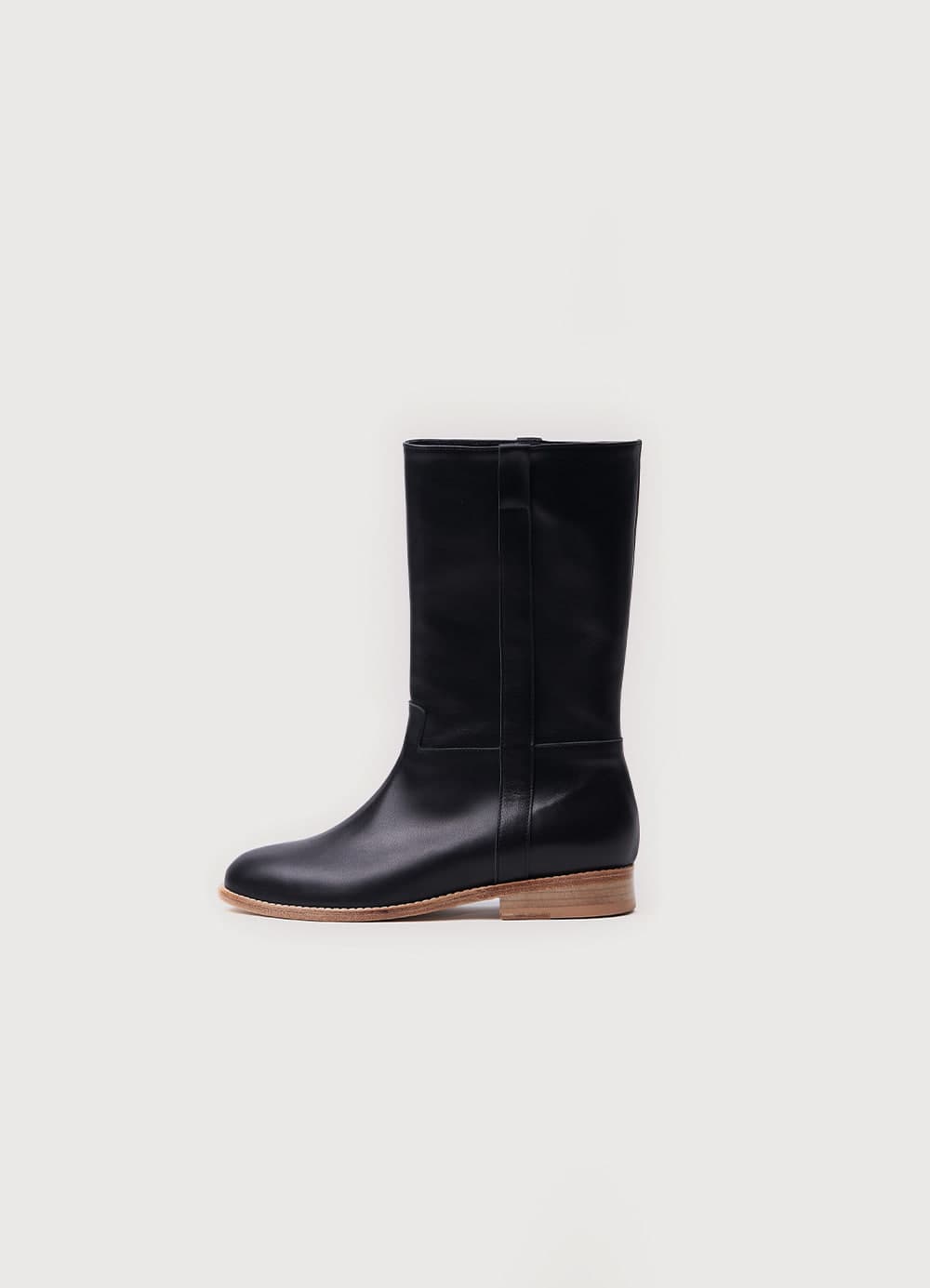 Grunge Leather Middle Boots - Black