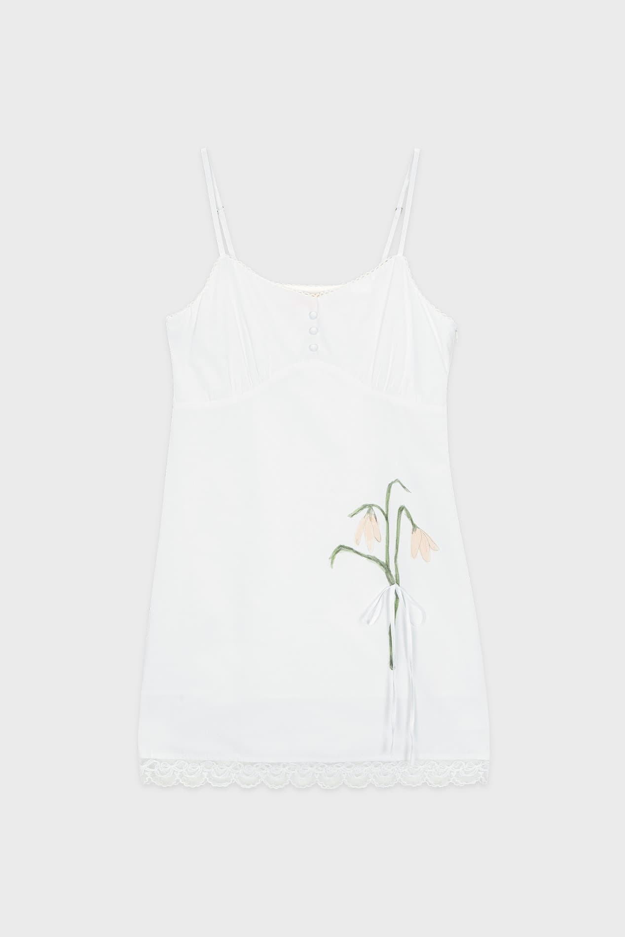 Lace Flower Slip Dress (White)