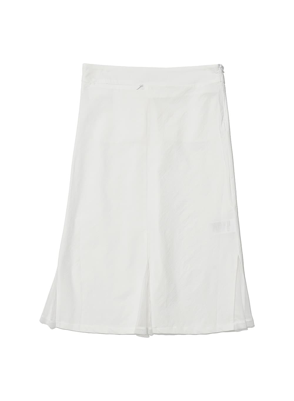 MESH LAYER GORED MIDI SKIRT_WHITE