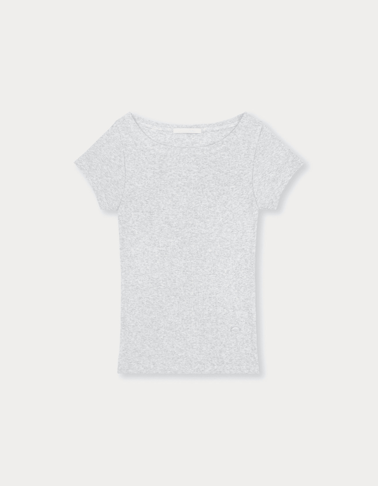 Boat Neck Pendant Top - White Melange