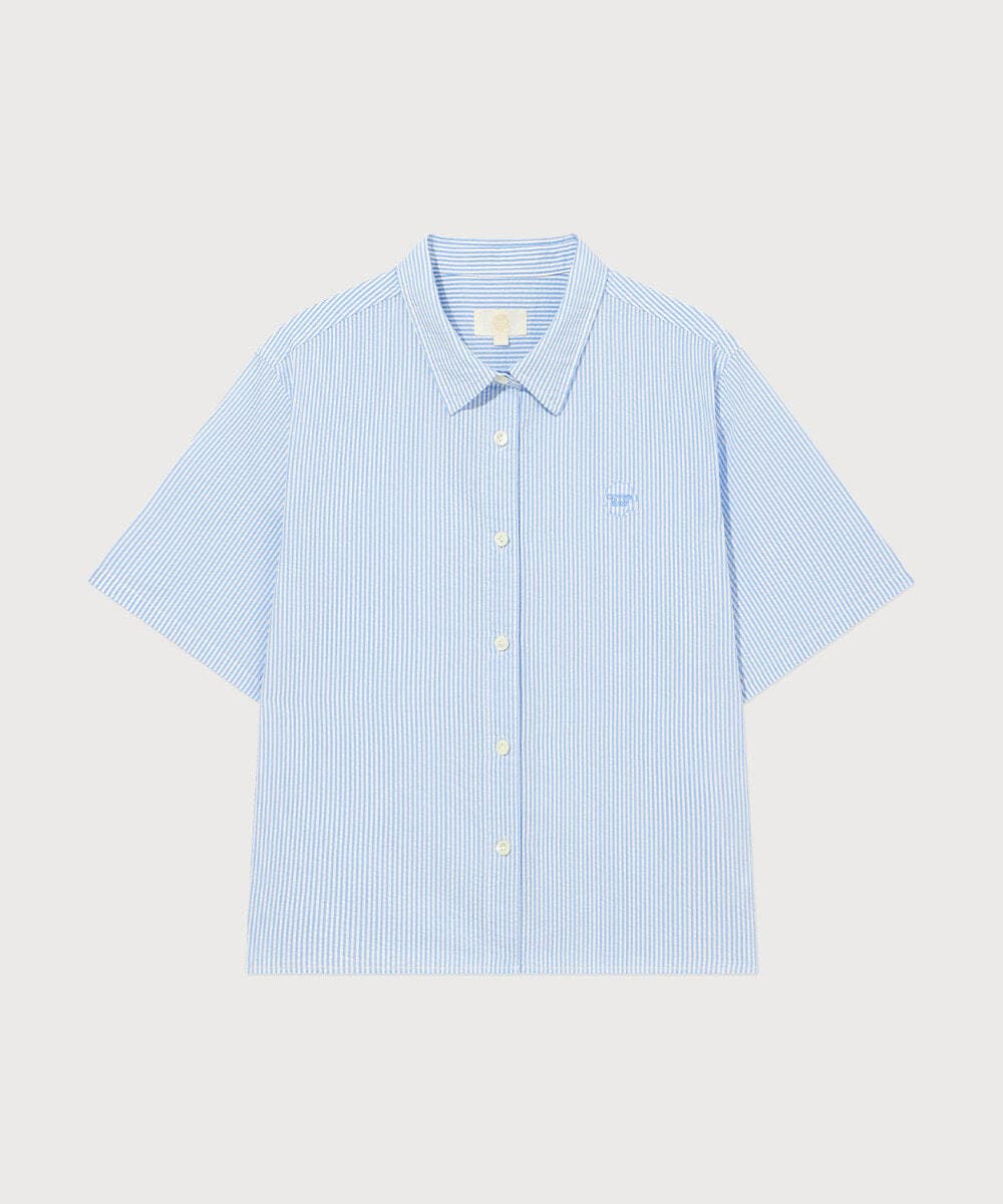 우먼 시어서커 하프셔츠 Blue