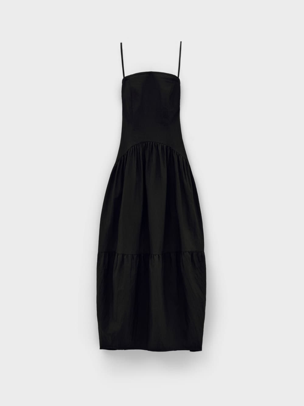 Back String Gather Dress_Black