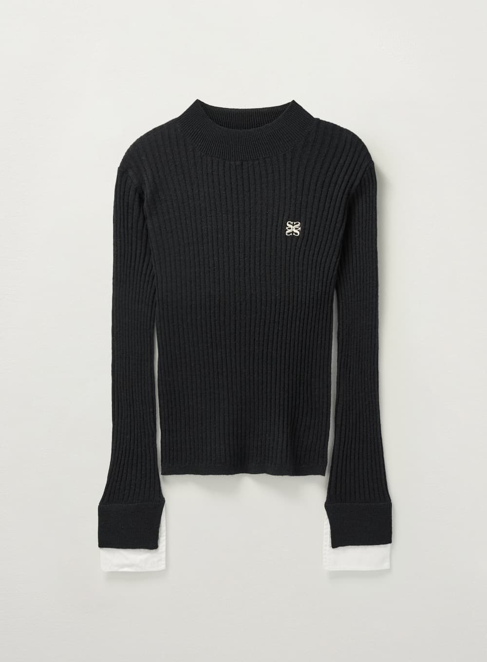(W) Cuffs Mock Neck Knit - Black