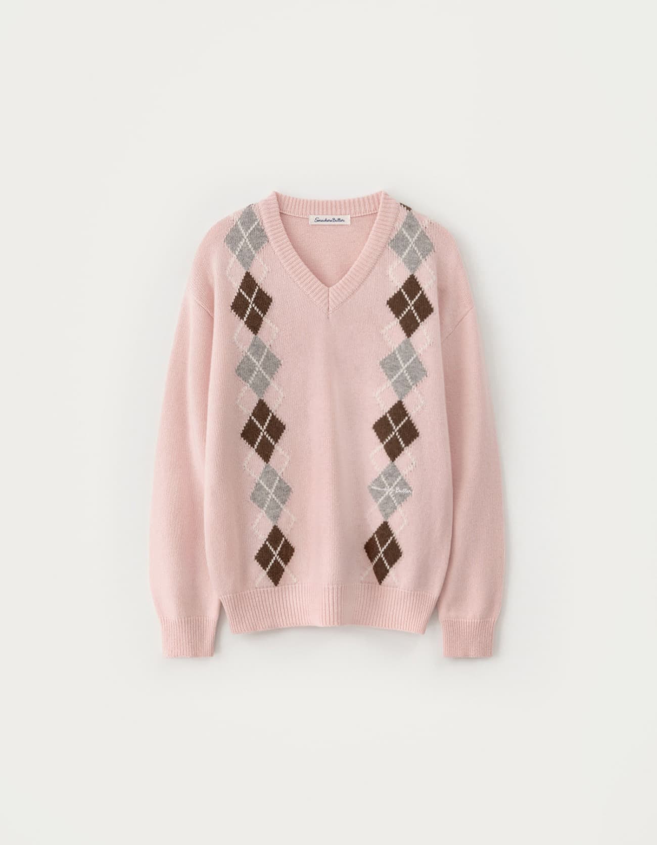Noelle Argyle Knit - Pink