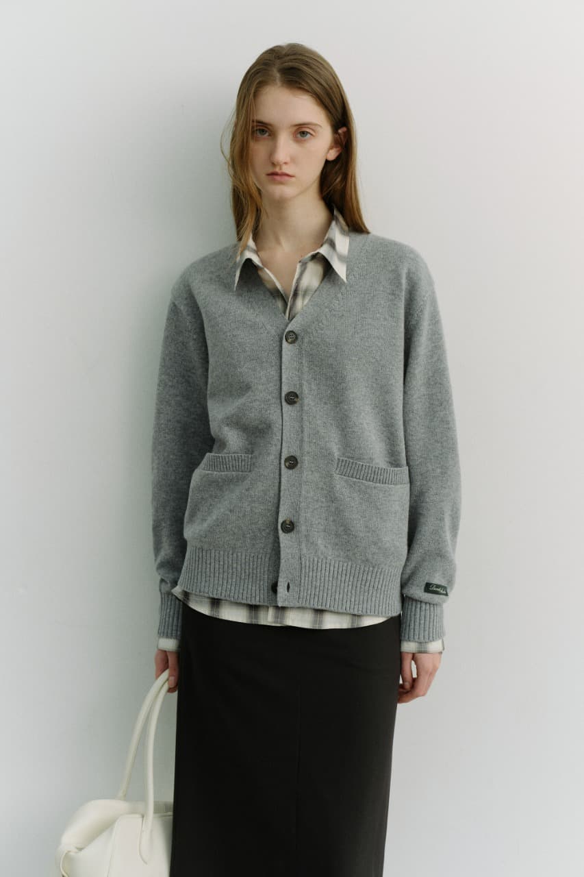 UNISEX BOYFRIEND KNIT CARDIGAN MELANGE GREY_UDSW6A102G2