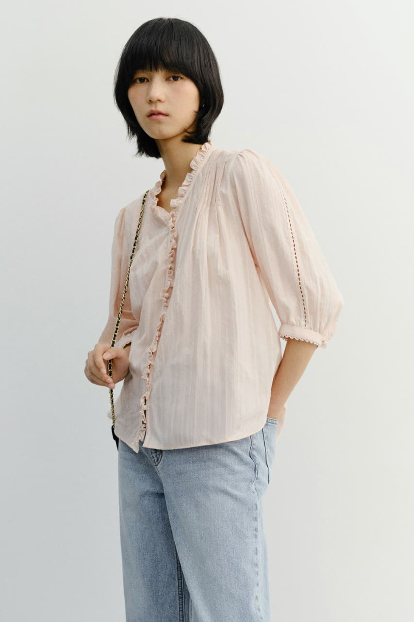 JANE FRILL BLOUSE SOFT PINK_UDBL6B222P1
