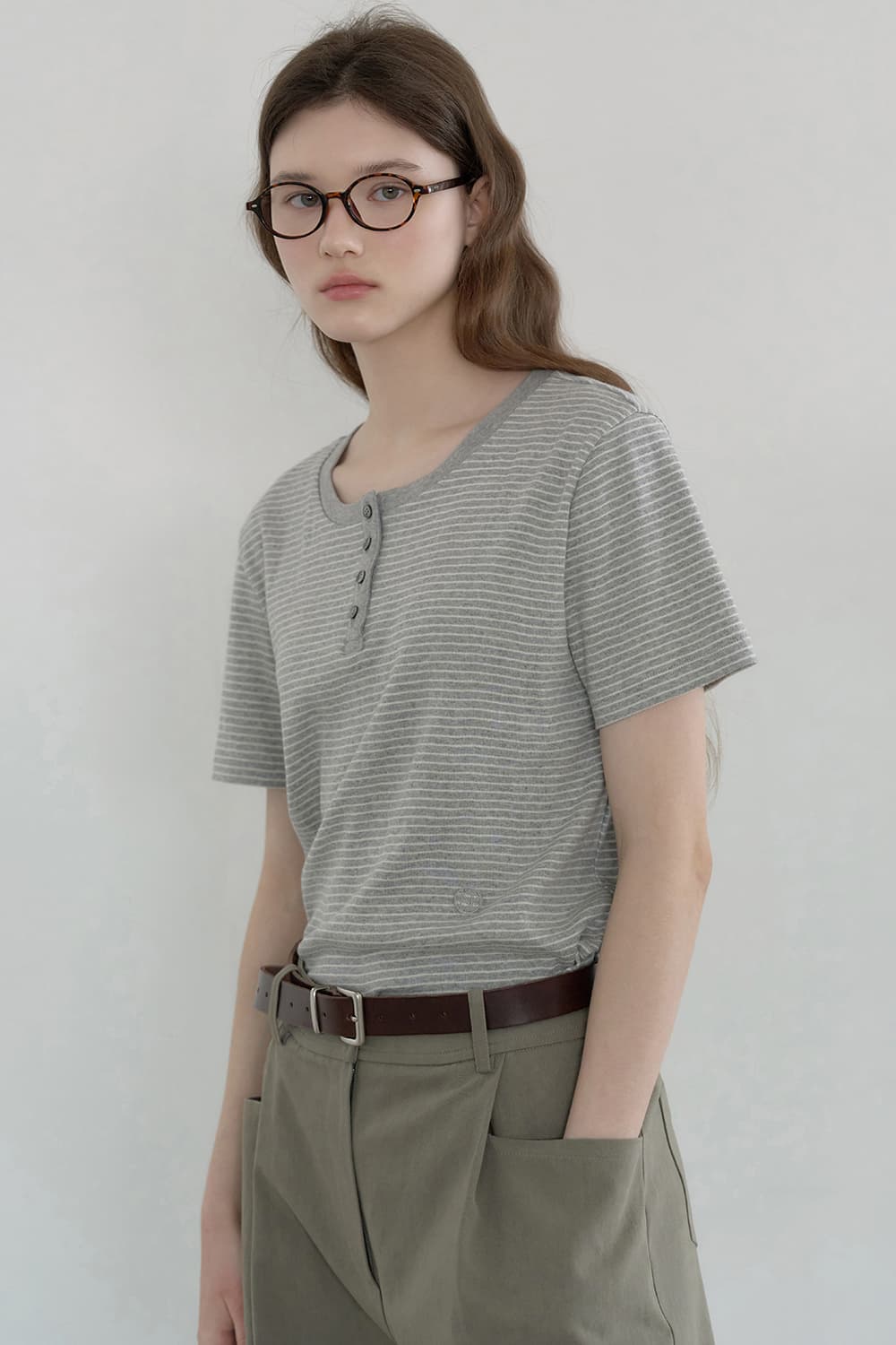 Stripe U-neck henley T-shirt 2colors [N6MTS03]
