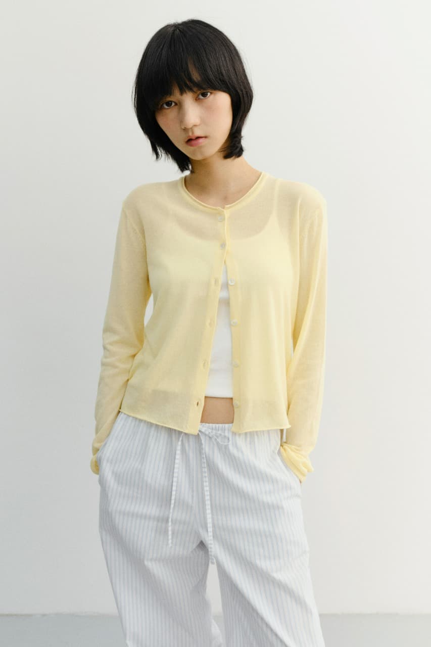SUMMER ESSENTIAL CREWNECK CARDIGAN BUTTER_UDSW6B222Y1