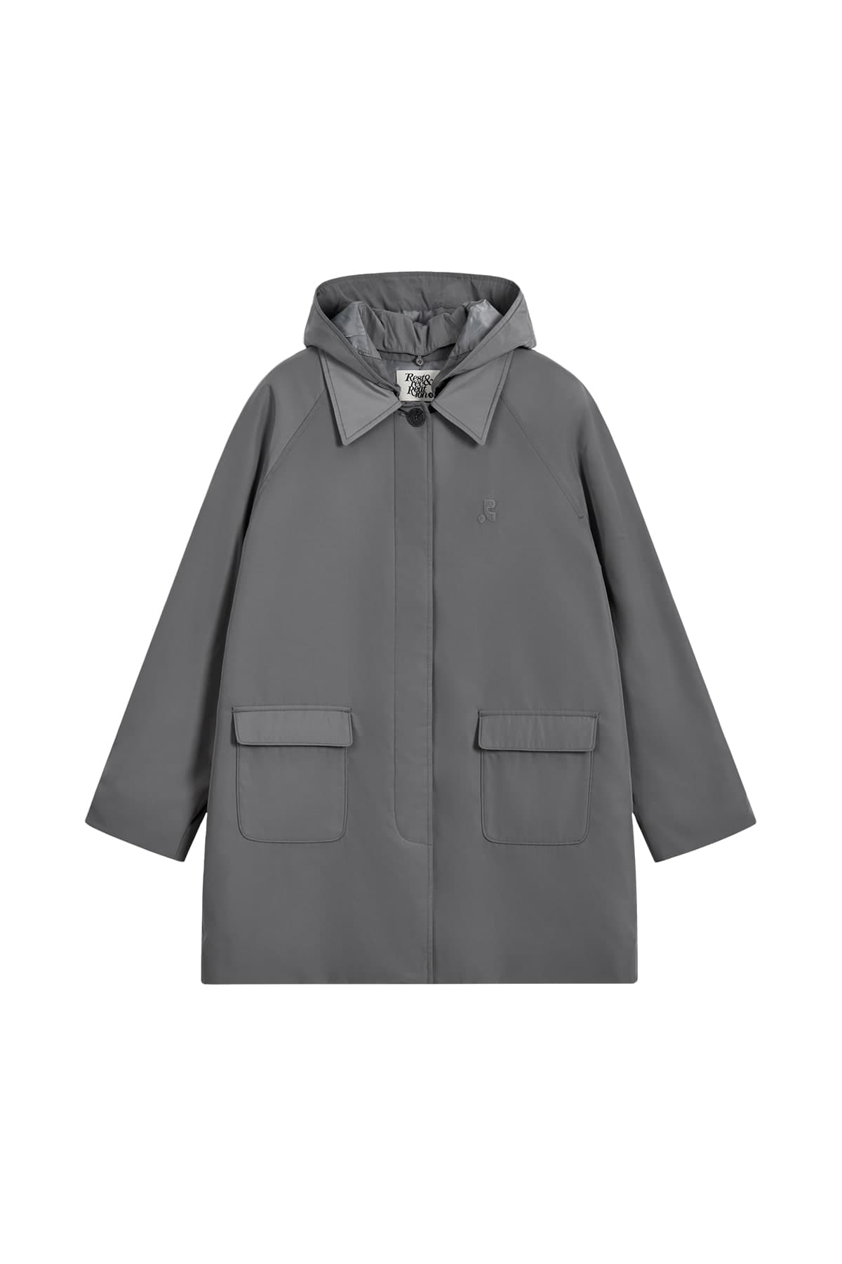 QUILTED HOOD COAT - GREY