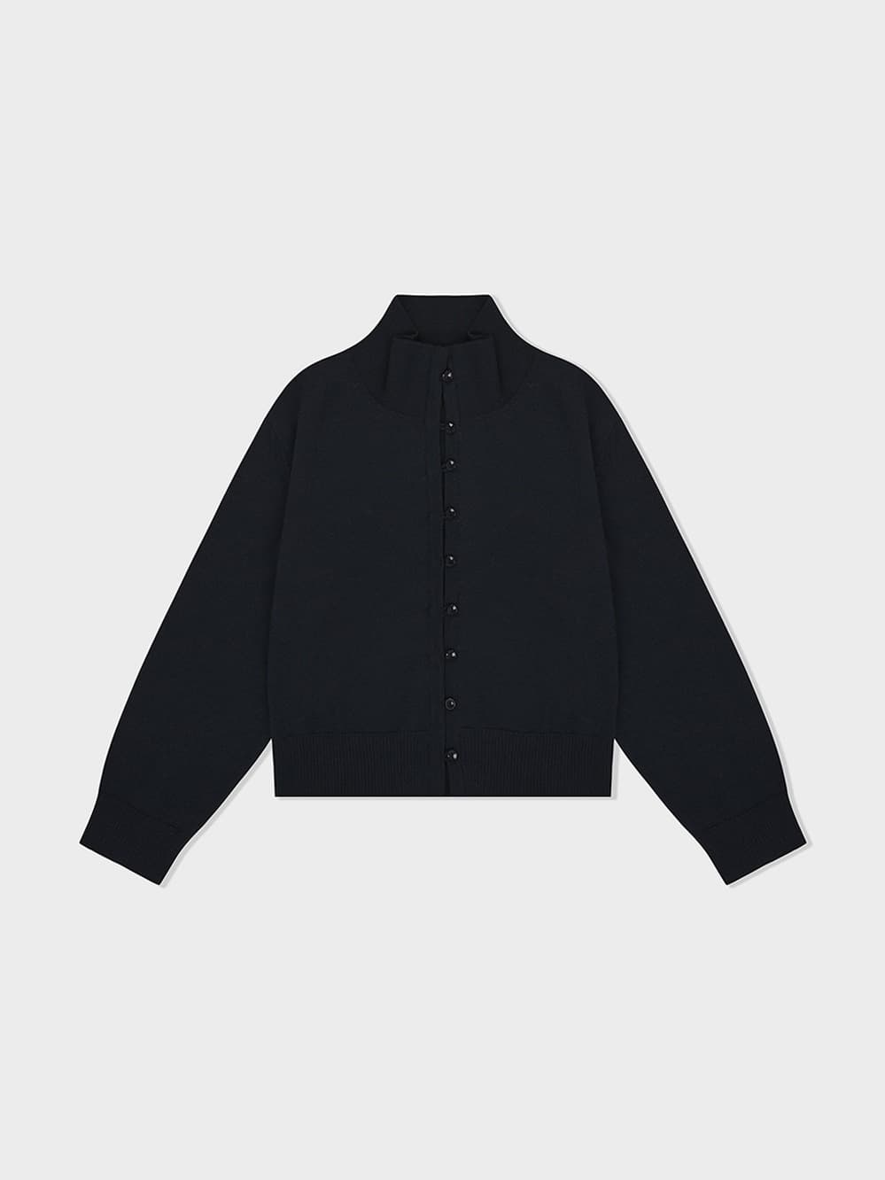 High Neck Knit Cardigan_Navy