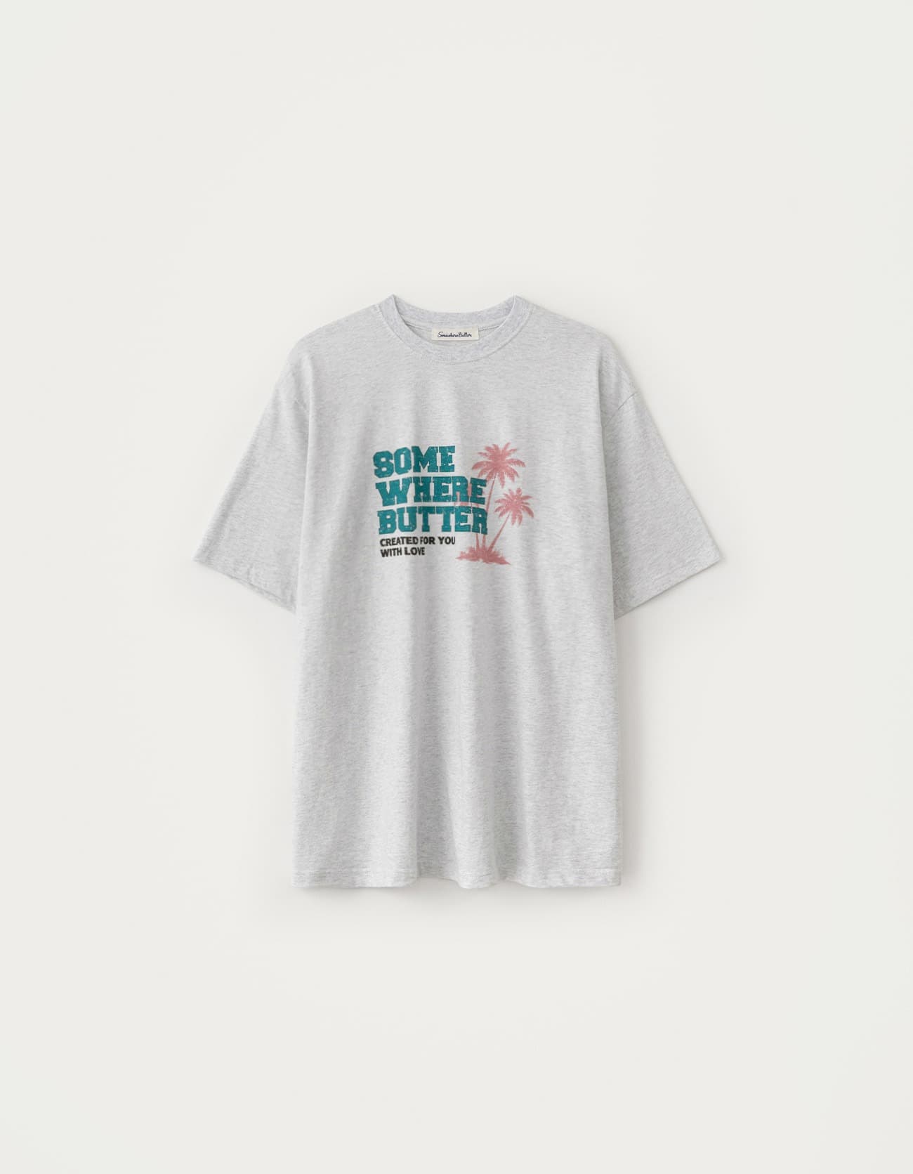 Palm Tree Logo Over-Fit Top - White Melange