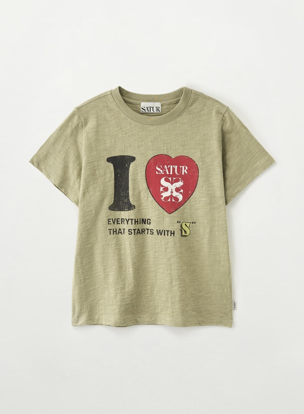 (W) I LOVE Slub T-Shirt - Khaki