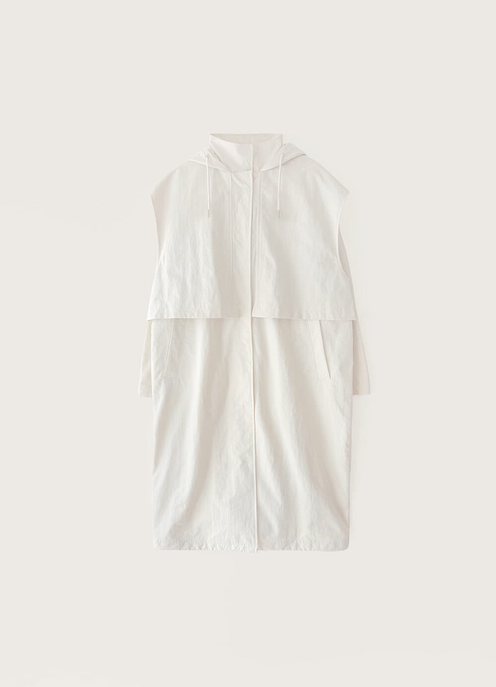 Double Layered Fishtail Parka - Cream