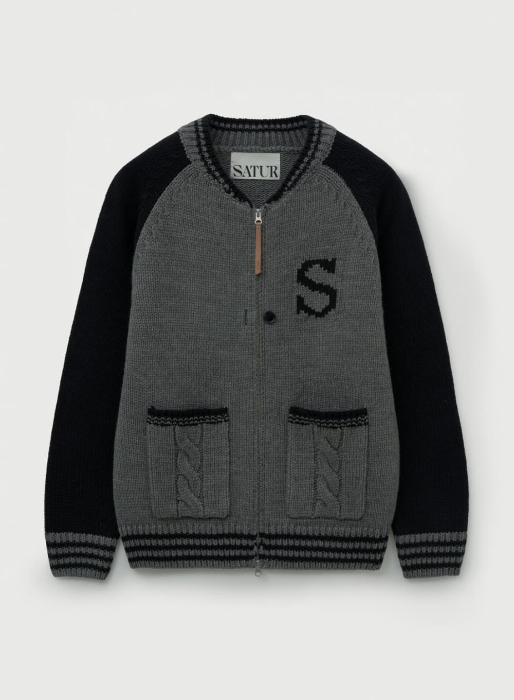 Knit Varsity Jacket - Charcoal