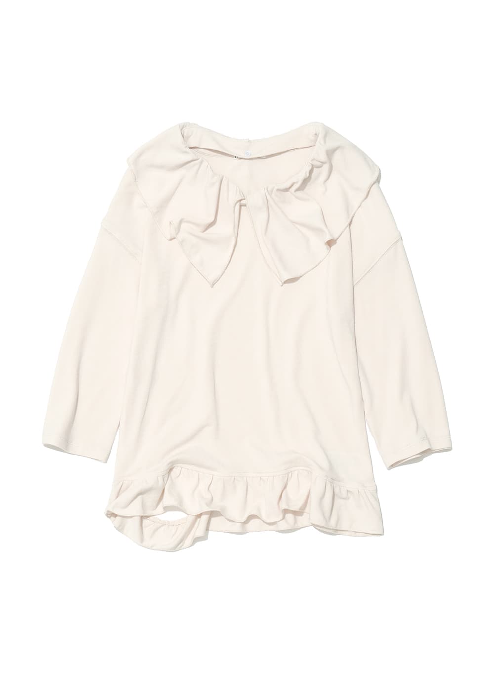 2WAY FRILL THREE-QUARTER SLEEVE TEE_IVORY