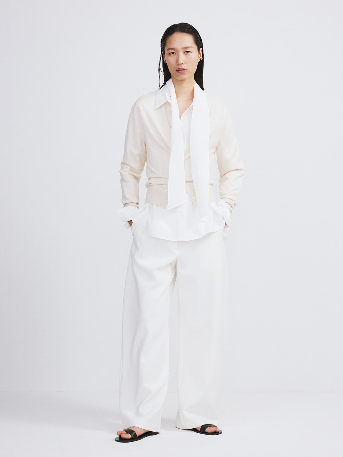 SILK-CASHMERE KNIT CARDIGAN (CREAM)