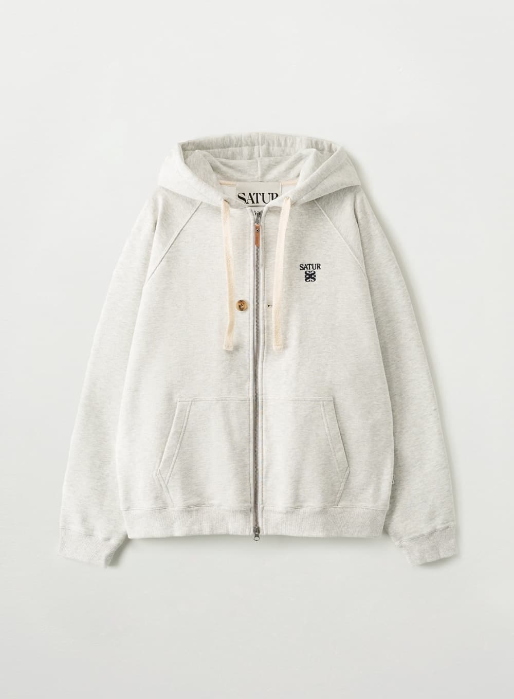 Loren Small Logo Hood Zip-up - Melange White
