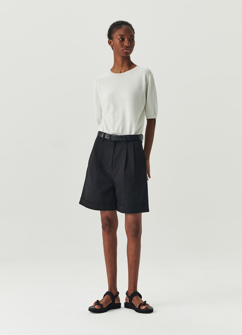 Cotton Chino Short Pants - Black