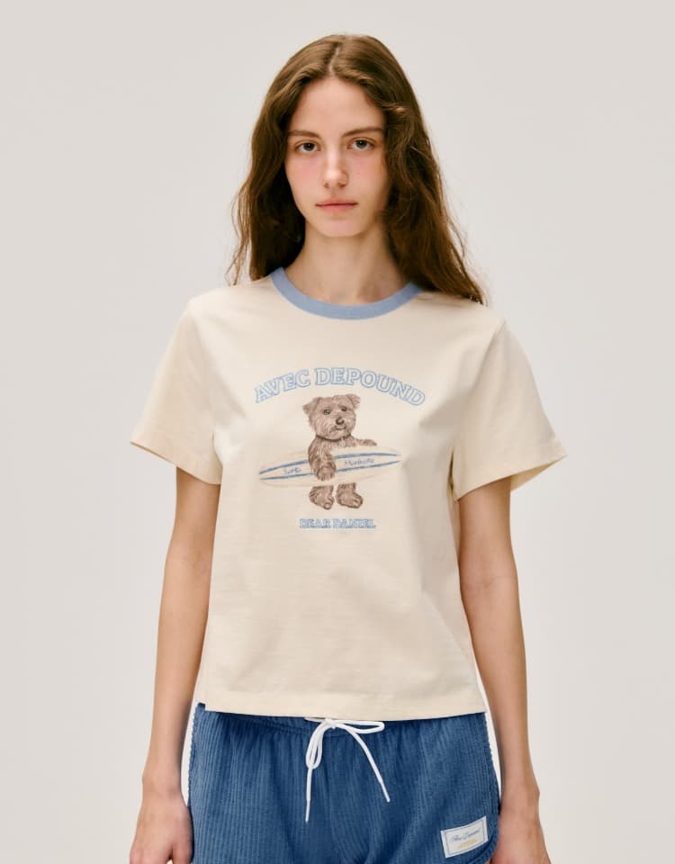 daniel graphic crop t-shirt - blue