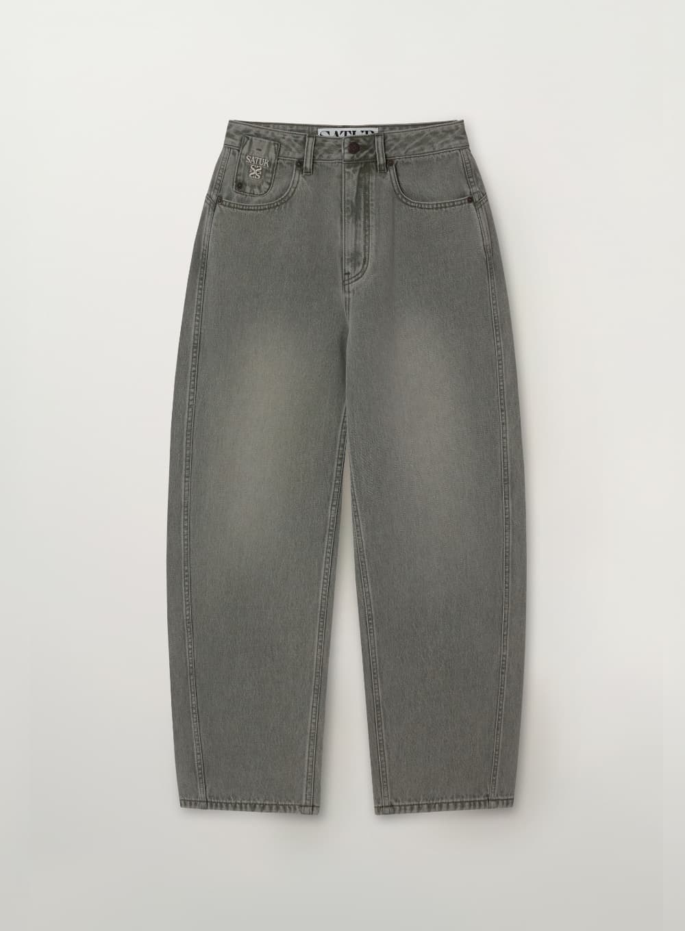 (W) Round Color Denim Pants - Khaki