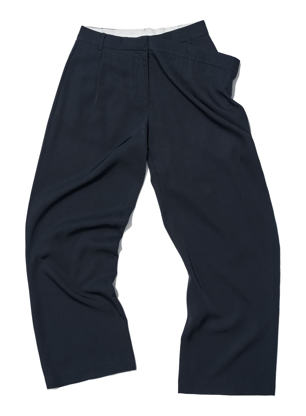 UNBALANCED DRAPE WAIST PANTS_NAVY