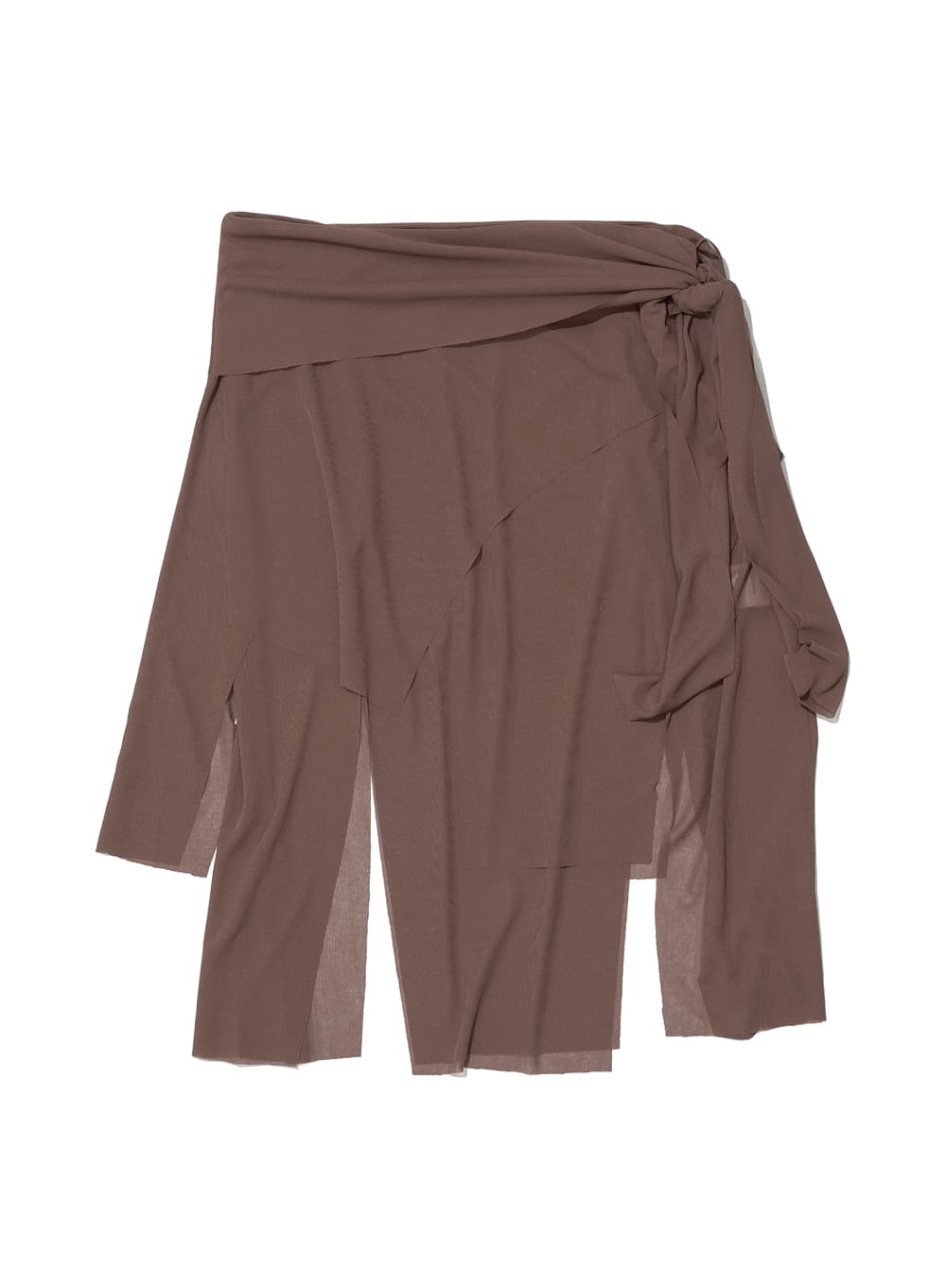 BOW-TIE PANELED MIDI SKIRT_CAMEL BROWN