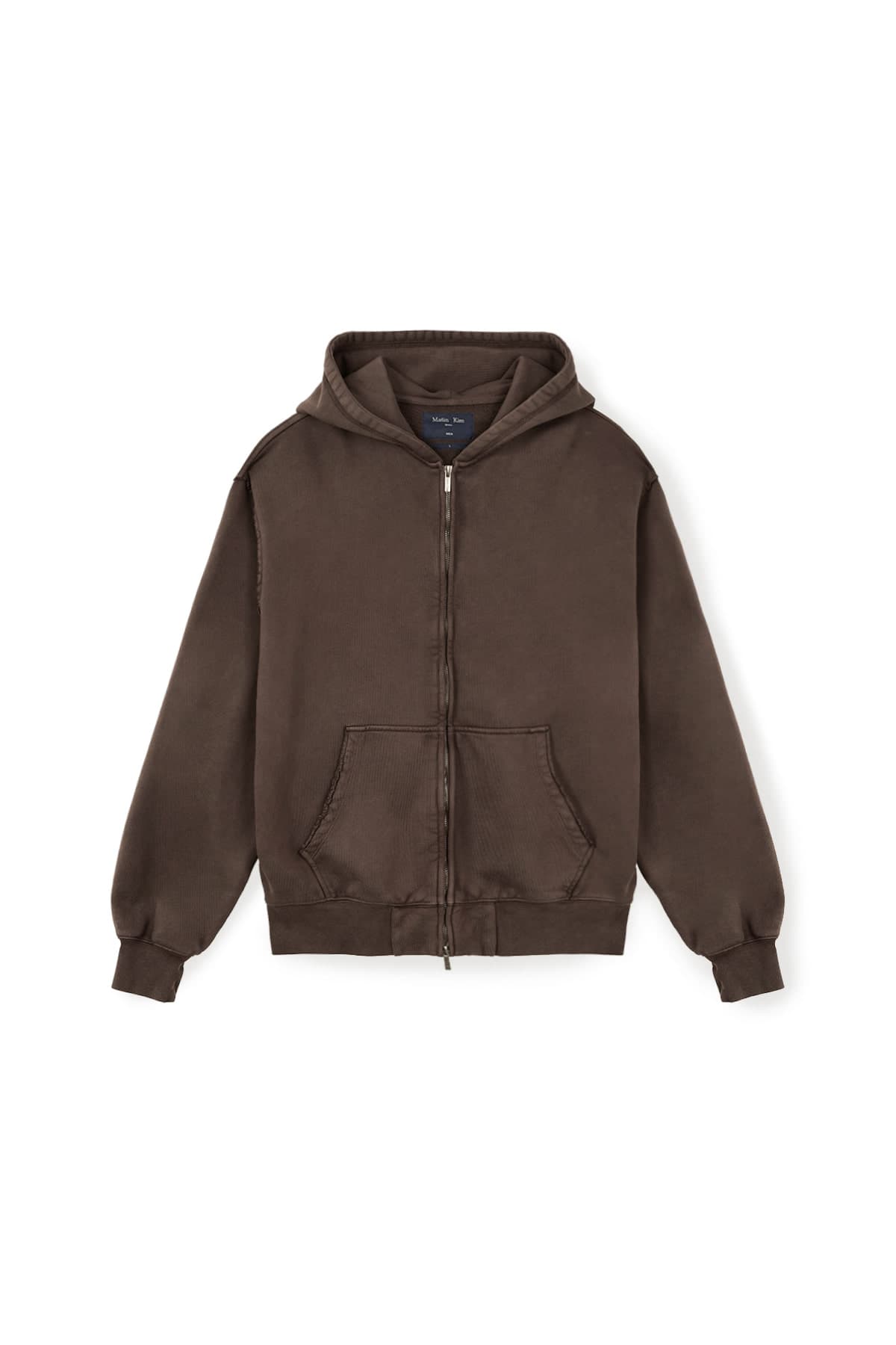 BACK LOGO WASHED HOODY ZIP UP FOR MEN IN COCOA