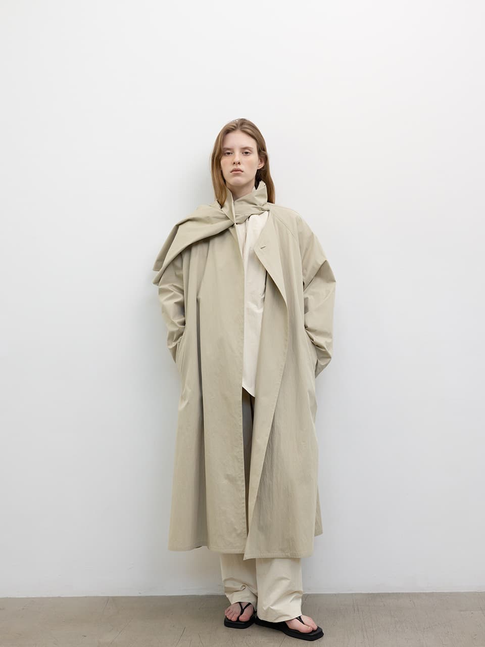 SCARF TRENCH COAT [BEIGE]