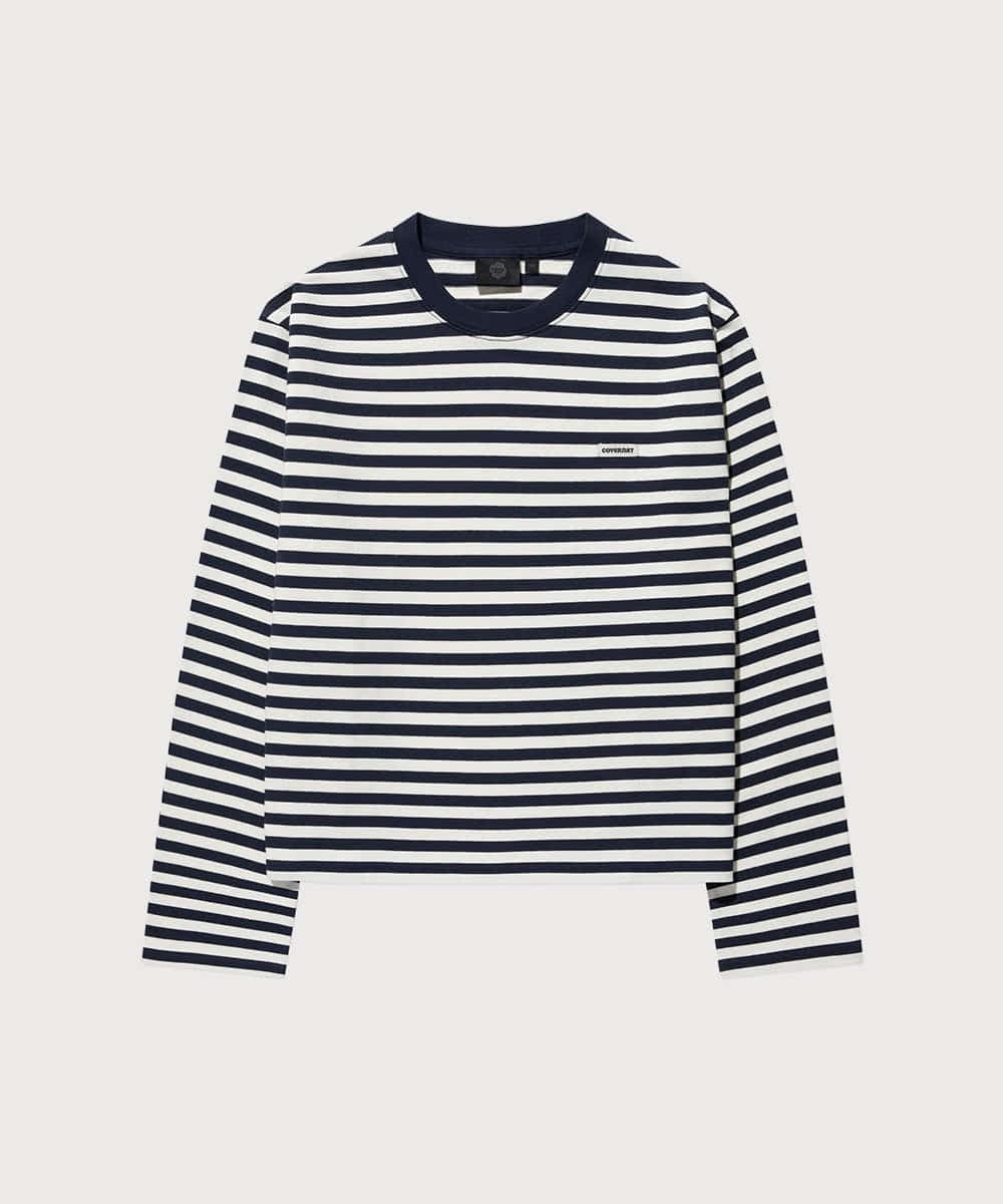 우먼 스트라이프 롱슬리브 Navy