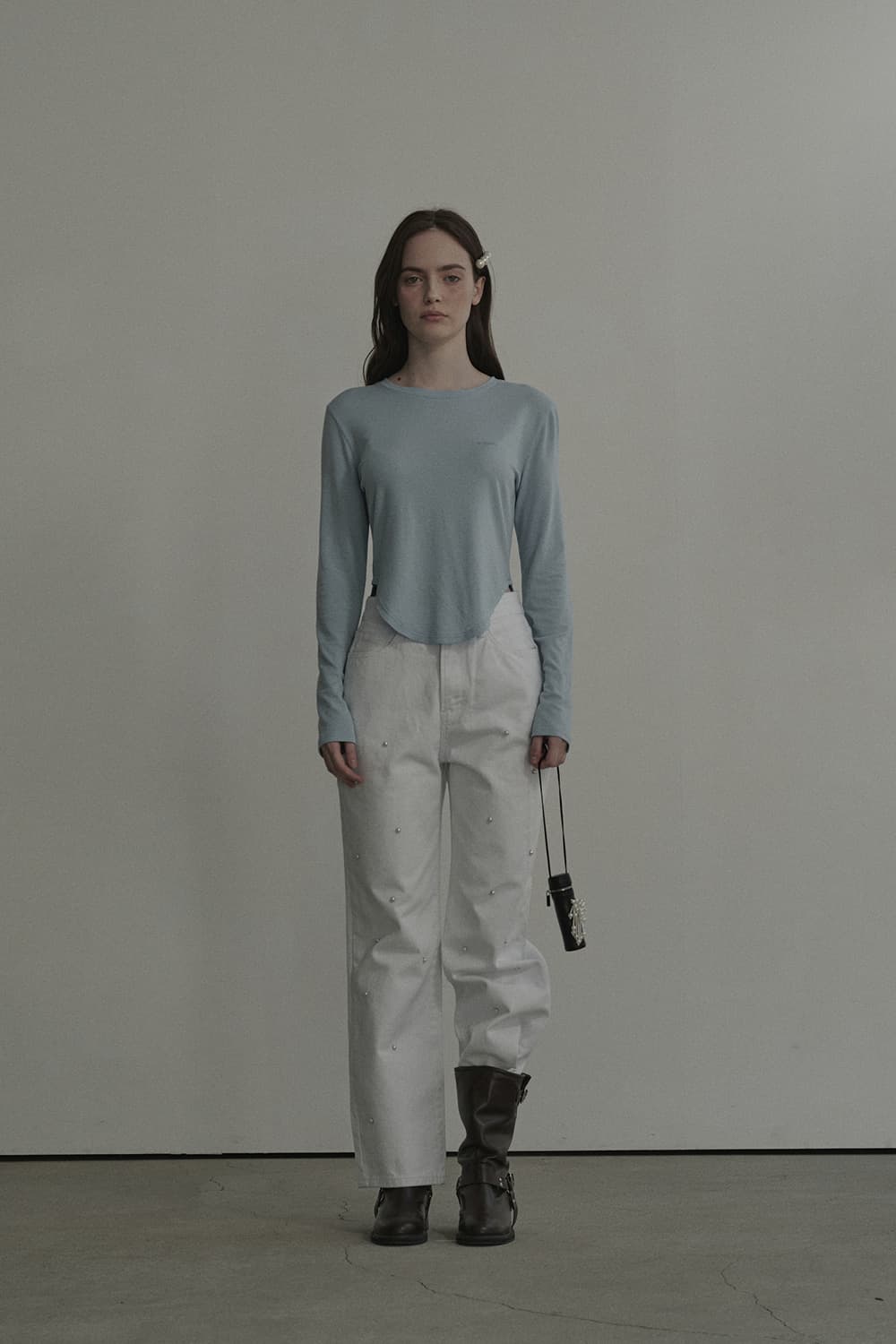 Moonlit Pearl Carter Straight Denim Jean - White